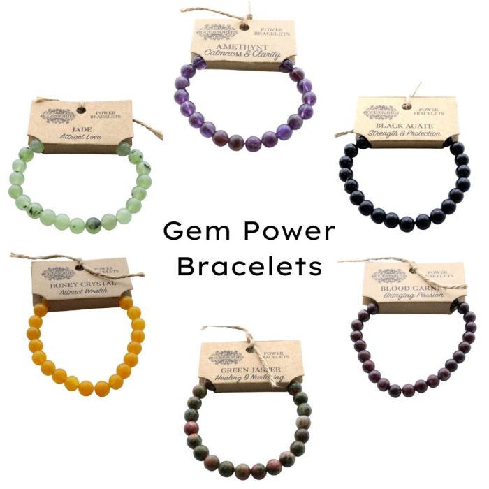 Gemstone Power Bracelets, Natural Crystal Jewellery Polished Beads